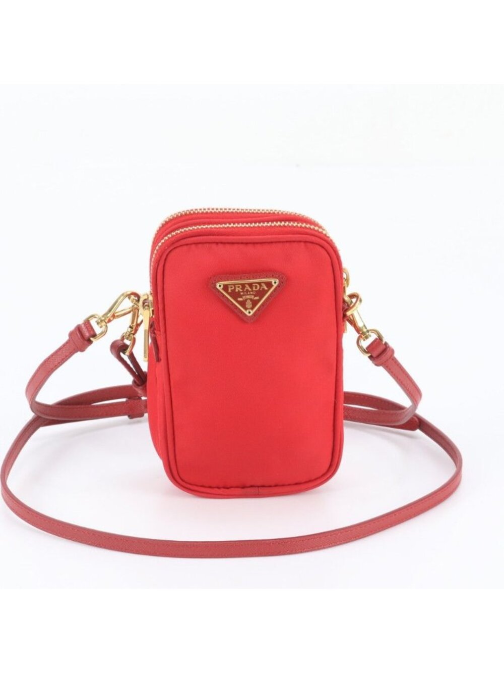 Prada Tessuto Nylon Triangle Logo Leather Shoulder Bag Crossbody